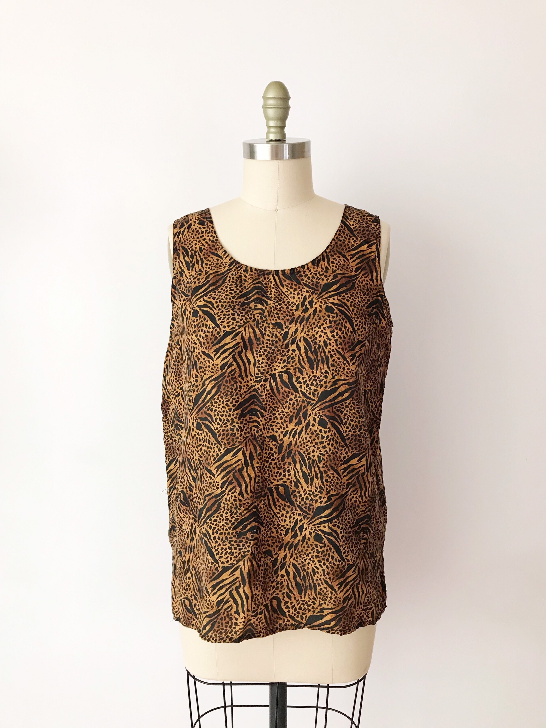 SIZE M Vintage Silk Leopard Print Tank Top Animal Print - Etsy Canada