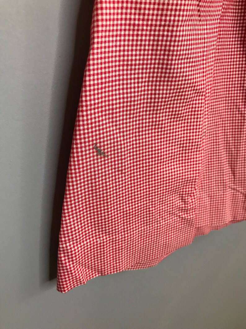 SIZE 12-18 Month 1950s Red Gingham Girls Dress Vintage Embroidered Peter Pan Collar Little Girls Dress Baby Girl Casual Dress