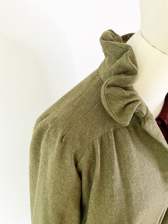 SIZE M/L 1930s Green Wool Lightweight Coat - Oliv… - image 2