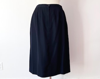 SIZE 20W Worthington Midi Skirt Navy Blue Pleated Back Elastic Waist Pockets Size