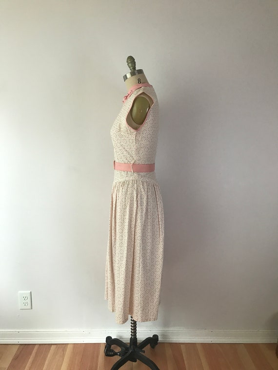 Size S/M 1950s Pink Eyelet Dress / 50s Pastel Pin… - image 6