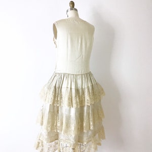 SIZE S 1920s Flapper Wedding Dress / 20s Robe de Style Lace and Silk Wedding Dress / Jazz Age Bridal Silk Ivory Dress with Panniers image 2