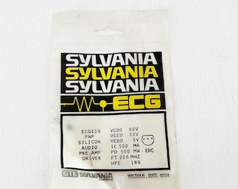 Sylvania ECG159 Transistor noir PNP silicone pilote audio vintage NOS