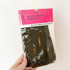 SIZE S / M 1960s Vintage Olive Green Opaque Tights Pantyhose // 70s Rudi-legs // The McCallum Boutique