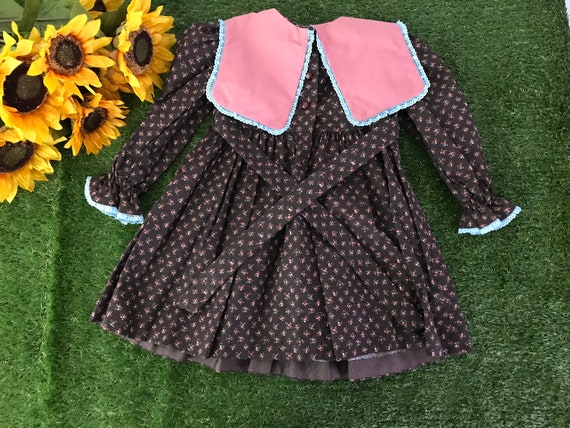 SIZE 3-4T 70s Floral Prairie Girls Dress / Vintag… - image 6