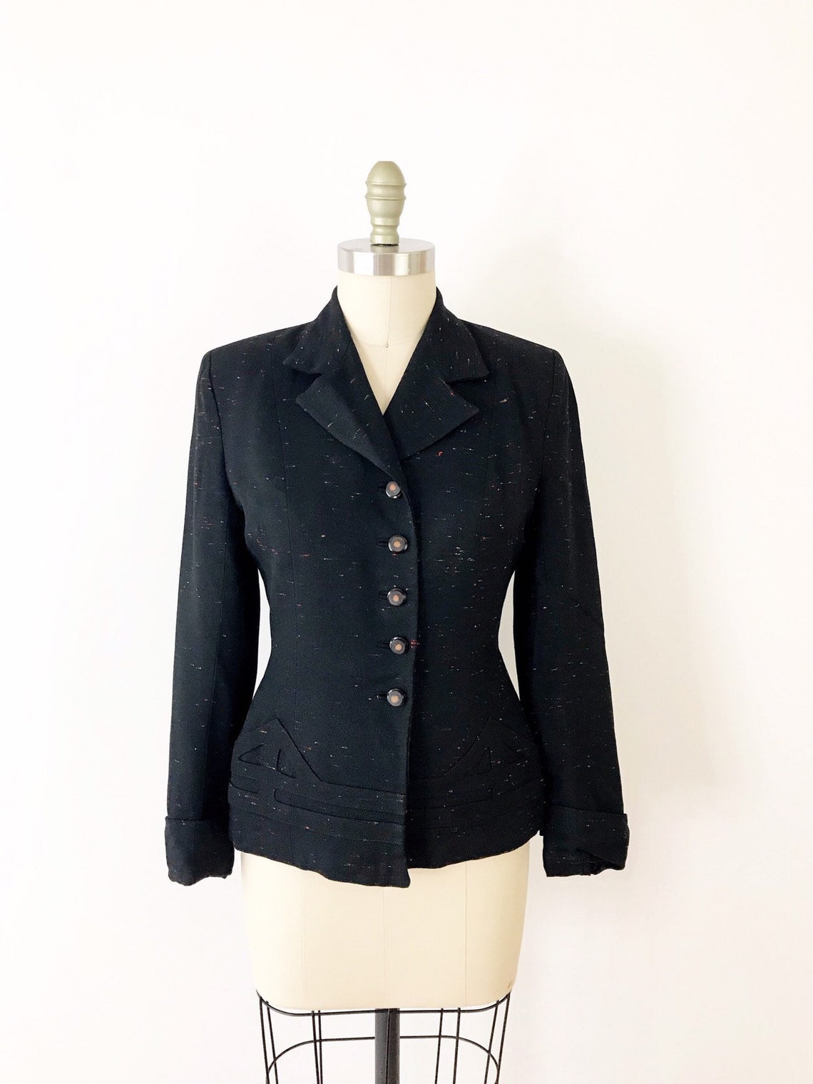 SIZE S 1940s Crepe Blazer Jacket / 40s Deep Navy Structured - Etsy