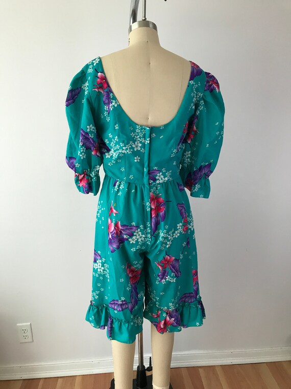 SIZE S 70s Hawaiian Floral Jumpsuit - 1970s Mod B… - image 7