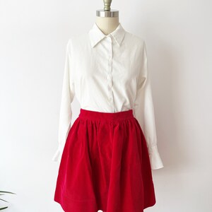 SIZE 4 Ralph Lauren Y2K Red Corduroy Mini Skirt Wide Wale Soft Corduroy Bright Red Short Skirt Pockets image 2