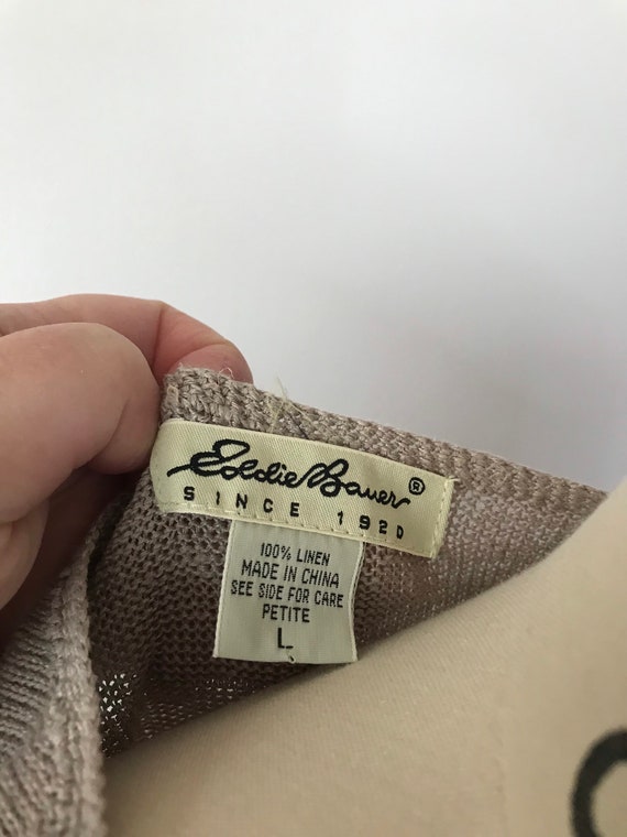 1990s Eddie Bauer Linen Tank Top / 90s Taupe Line… - image 6