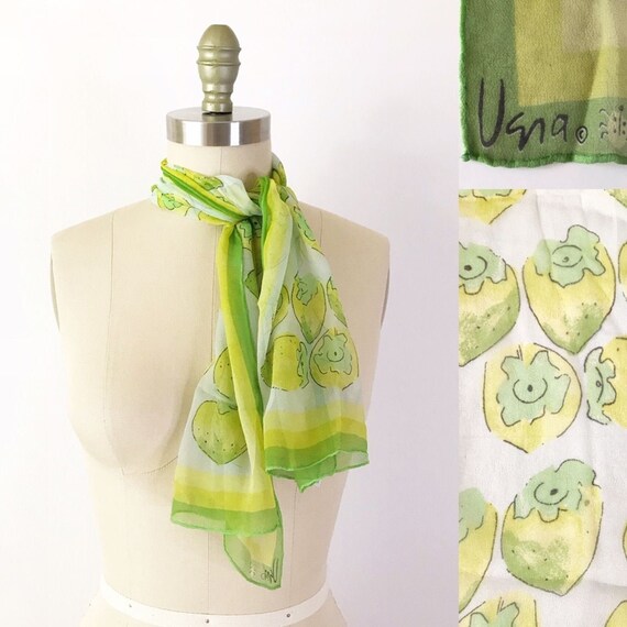 60s Vintage Vera Neumann Strawberry Silk Scarf Gre