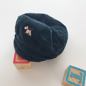 1950s Boys Vintage Newsboy Corduroy Scotty Dog Cap Hat