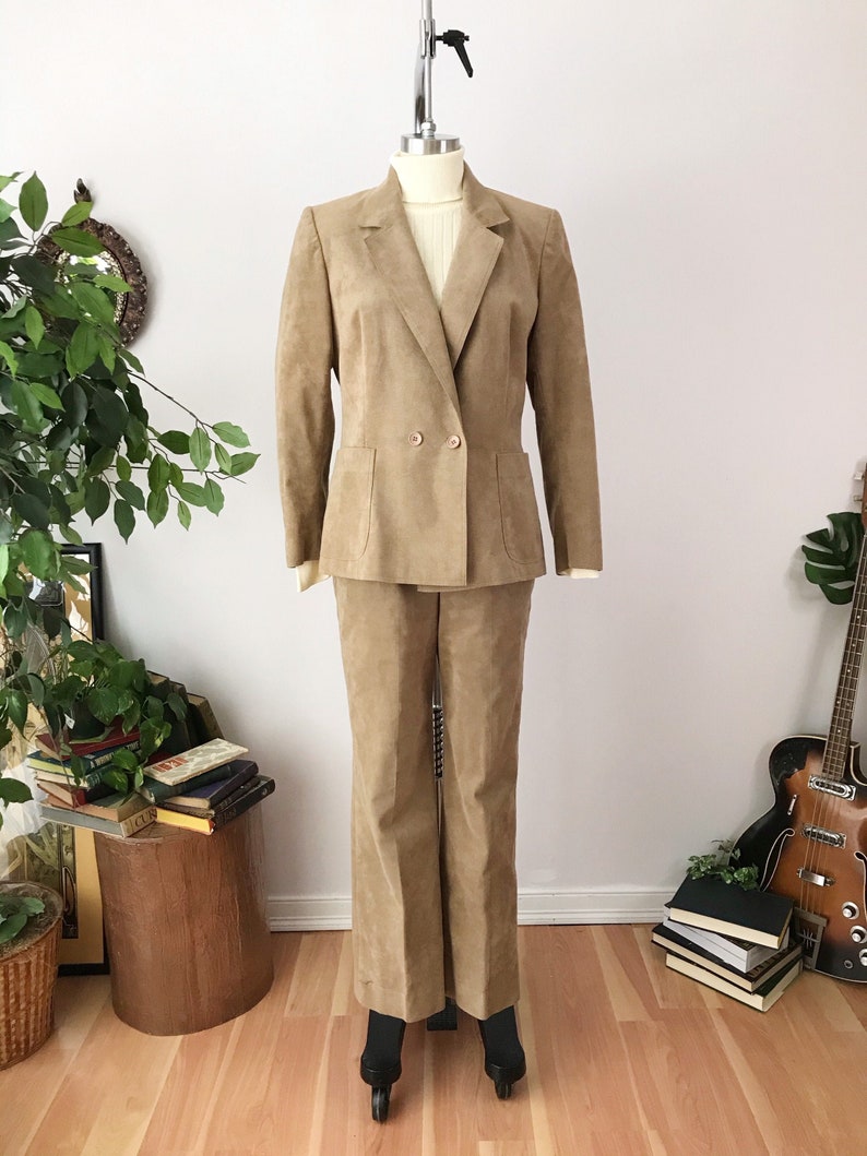 SIZE S/M 1970s Tan Ultrasuede Blazer / 70s Womens Vintage Suede Button Down Jacket I magnin image 1