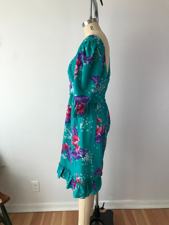 SIZE S 70s Hawaiian Floral Jumpsuit - 1970s Mod B… - image 6