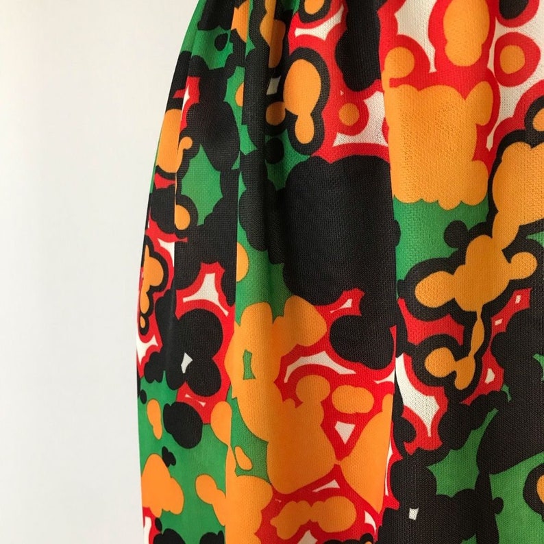 SIZE SM Vintage 1970s Black Maxi Dress Hostess Long V Neck