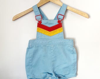 24 Months Kmart-overall lichtblauwe vintage jaren 80 chevronstreep