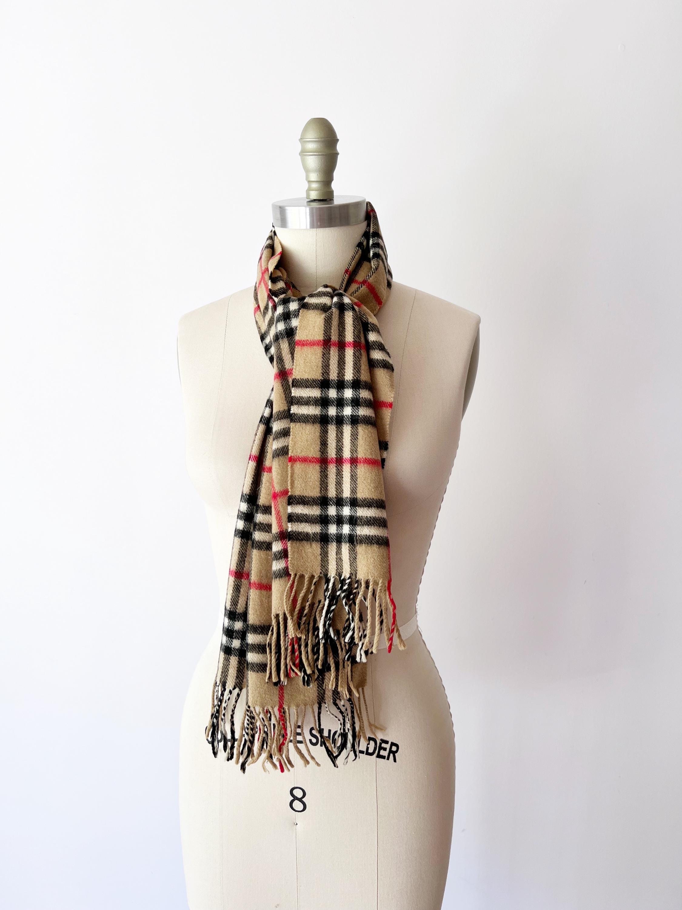 Vintage Burberrys Classic Nova Check Cashmere Scarf / Brown Tan