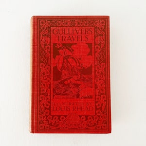 Gulliver&#39;s Travels por Jonathan Swift, ilustrado por Louis Rhead, 1913 Cloth Bound Book - Beautiful Shelf Decor - Decorative Cloth Binding