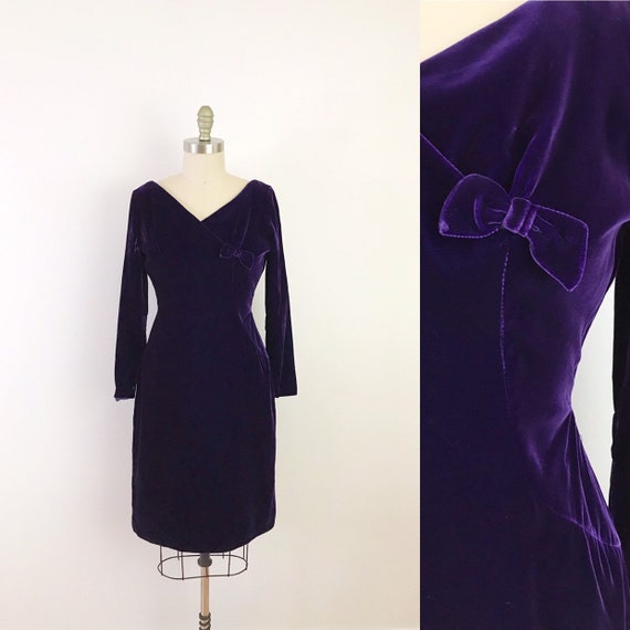 purple velvet cocktail dress