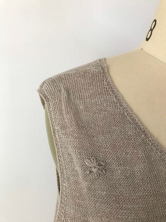 1990s Eddie Bauer Linen Tank Top / 90s Taupe Line… - image 2