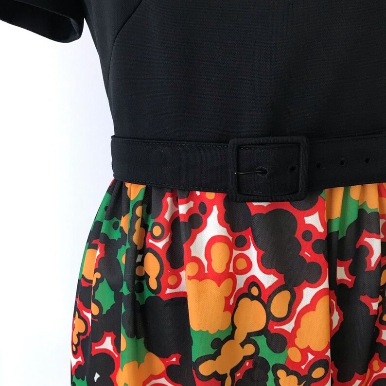 SIZE SM Vintage 1970s Black Maxi Dress Hostess Long V Neck