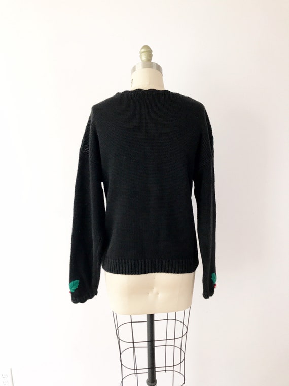 SIZE S 1980s Christmas Holly Holiday Sweater / 80… - image 3