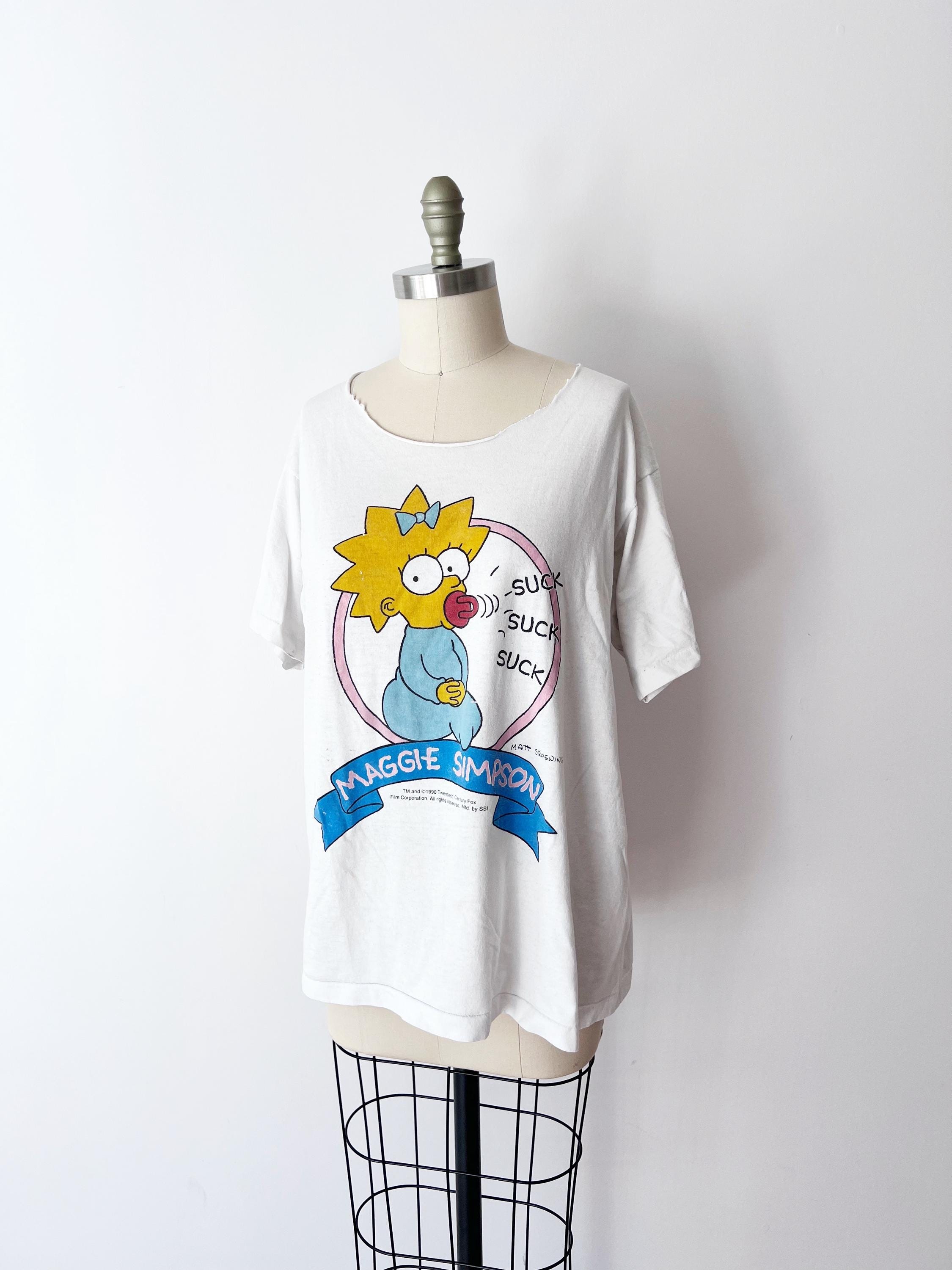 One Size XS-XL Vintage 1990 Maggie Simpson Graphic T-shirt, Night