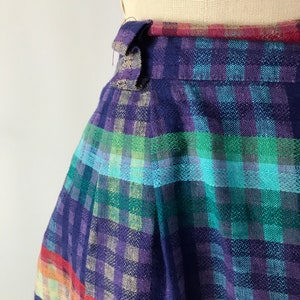 SIZE M 1980s High Waisted Plaid Shorts 80s High Rise Rainbow Plaid Shorts Romantic Academia Summer Bermuda Shorts image 3