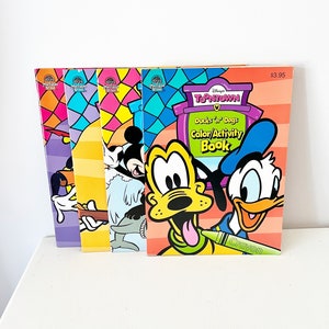 Vintage Disney Toon Town kleurboek jaren 1990 Retro jeugd Goofy Mickey Pluto Donald