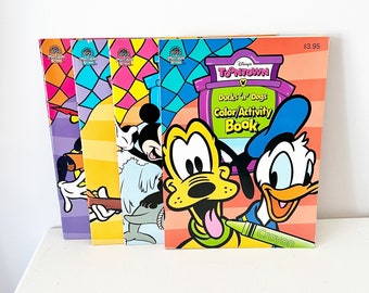 Vintage Disney Toon Town Coloring Book 1990s Retro Childhood Goofy Mickey Pluto Donald