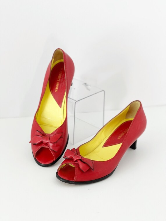 Red Bow Heels Vintage 1980s 