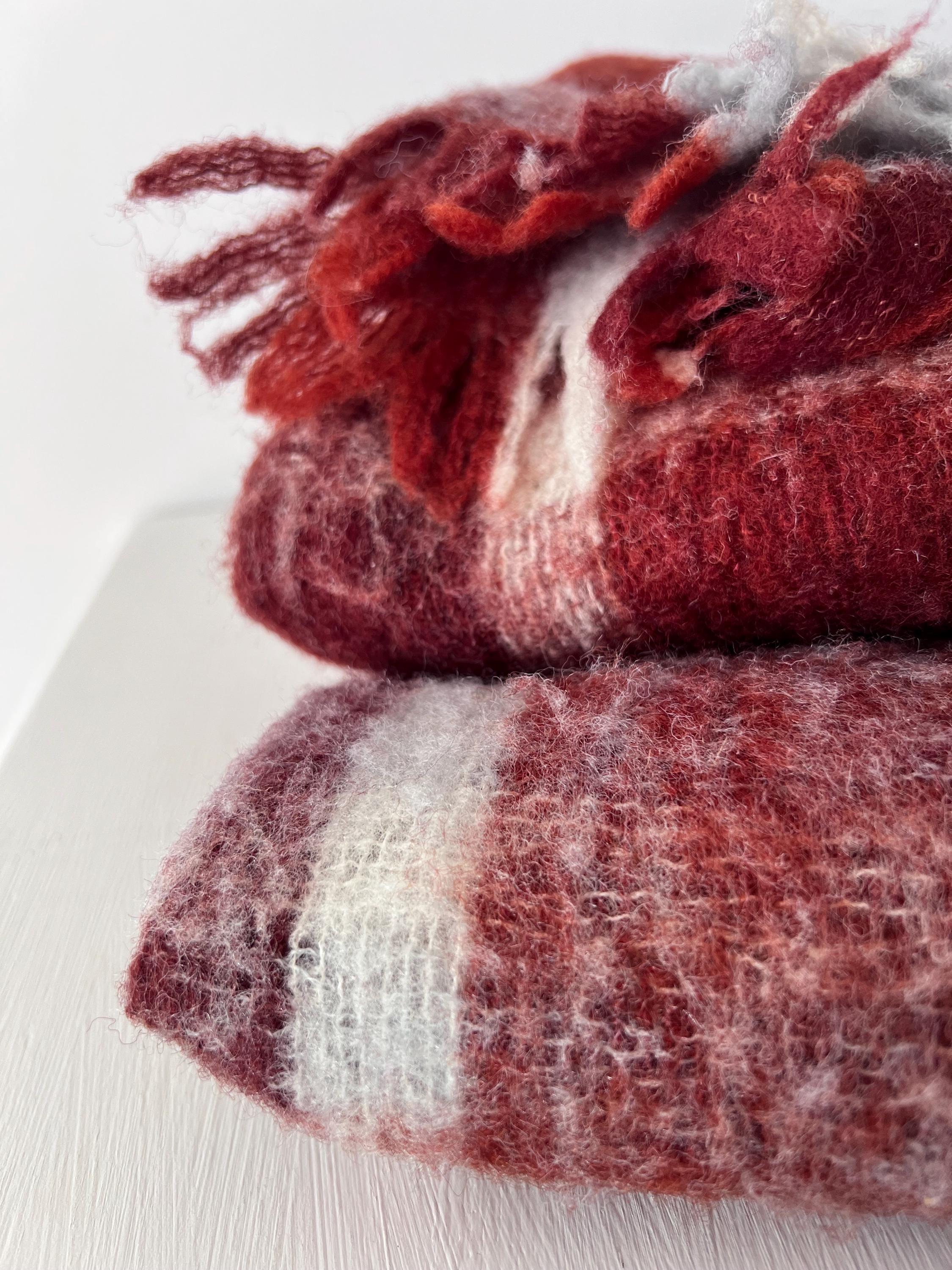 秋らしいモヘア風ブランケット、ヴィンテージ1970年代風ソファ用スロー