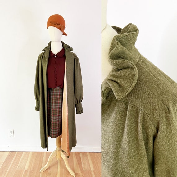 SIZE M/L 1930s Green Wool Lightweight Coat - Oliv… - image 1
