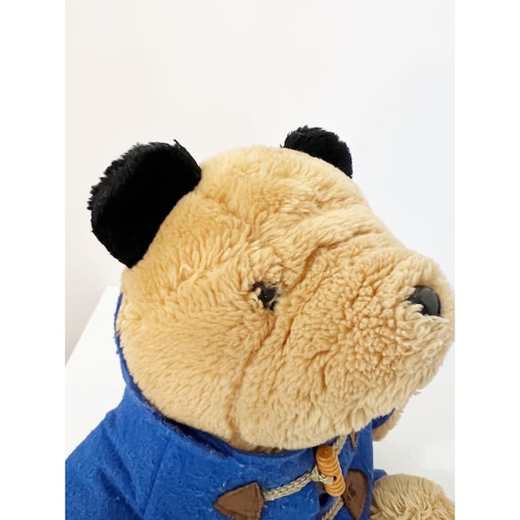 Sears Paddington Bear Plush Tan Blue Hooded Duffle Coat Vintage
