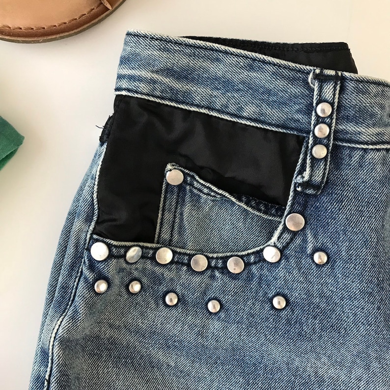 1980s Vintage GET USED Studded Hip Hop Jeans 80s Size 8 Denim Jeans