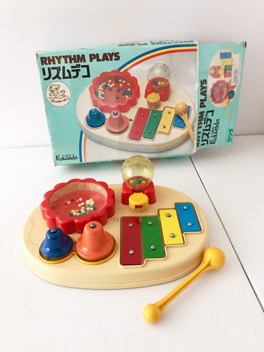 Rhythm Plays Vintage Japanese Music Toy 80s Kawada Xylophone Bells