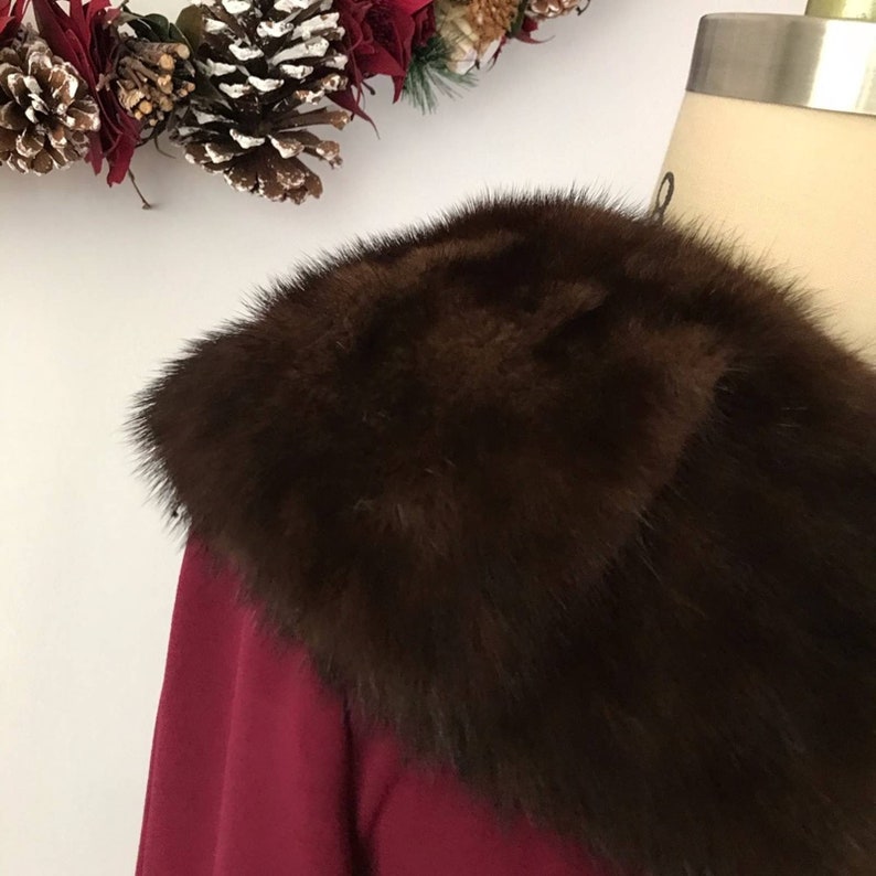 Vintage Mink Fur Collar Detachable Thick Warm