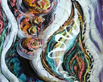 Tongues of Fire #2, mixed media painting