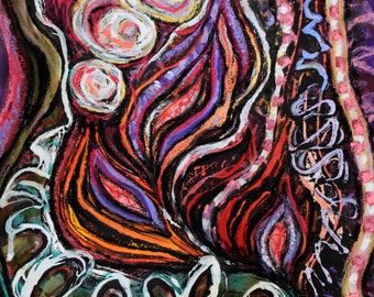 Tongues of Fire #4, mixed media painting