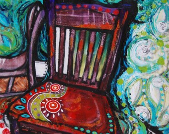 Chair #1, original mixed media painting