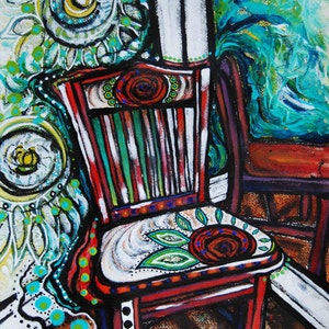 Chair #4, Original mixed media painting, 15.5" x 19.75"