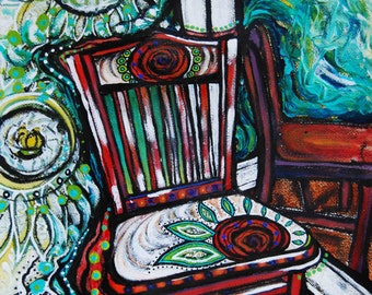 Chair #4, Original mixed media painting, 15.5" x 19.75"