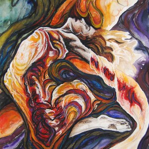 Called, original mixed media painting, 22" x 30"