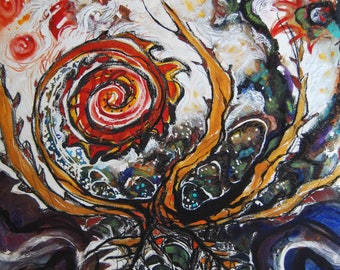 Sparks, Original mixed media painting