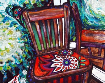 Chair #3, Original mixed media painting, 15.5" x 19.75"