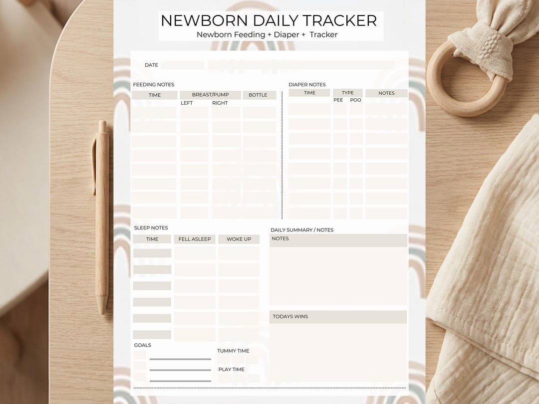 Tracking Baby Routine Newborn Daily Tracker Printable | Baby Feeding Sleep Diaper Log ...