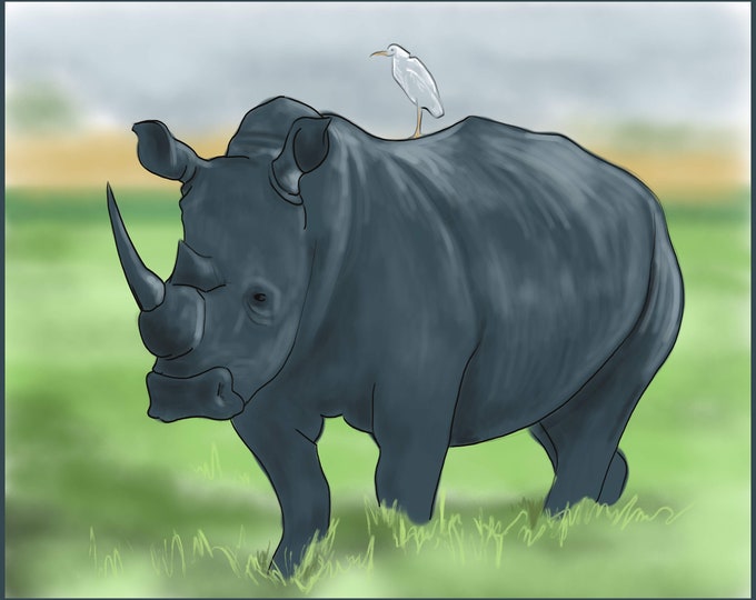 Rhinoceros & Bird