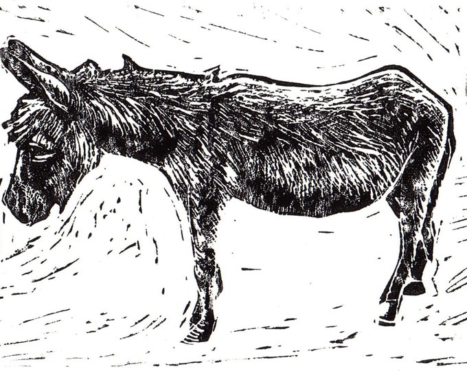 Donkey Linocut Print