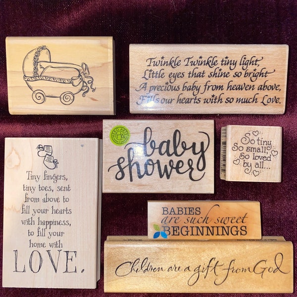 Wood Mounted Rubber Stamps - Baby Themed