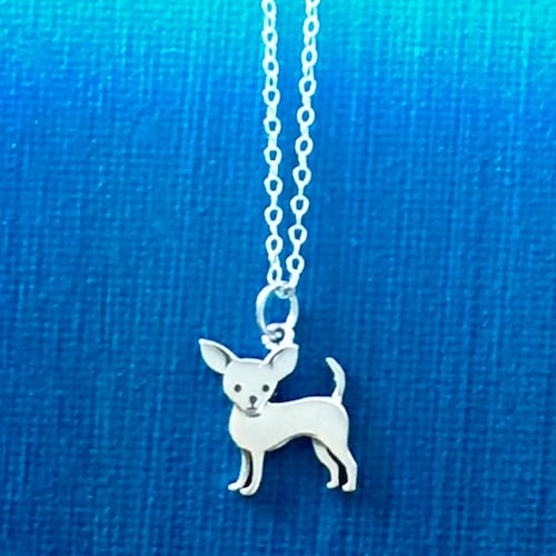 Personalized Sterling Silver Chihuahua Charm Necklace 925 Etsy