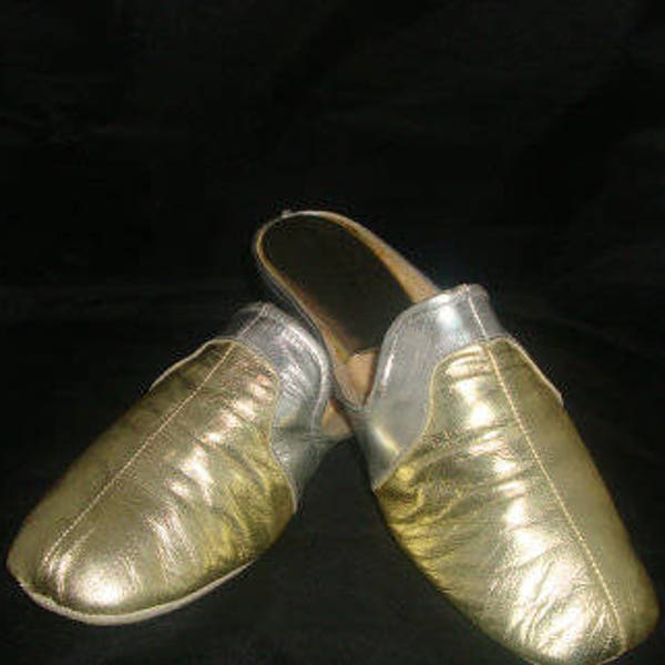 Vintage Jacques Levine Multi Metallic Leather Slippers/House Shoe Size 6.5